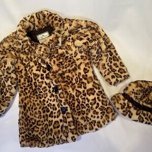 American Widgeon Faux Fir Leopard Girls Coat & Hat size M-6x